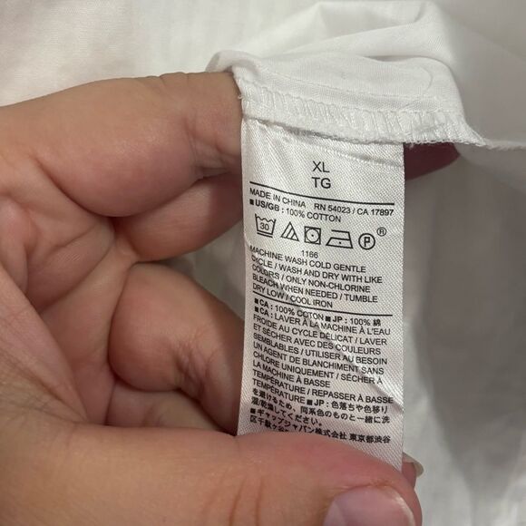 Banana Republic Shadow Stripe White Crisp Button Down Top XL - Picture 4 of 5